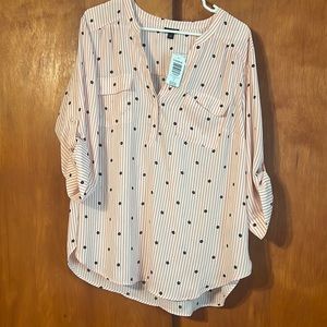 Torrid career top blouse, stripes and polka dots size 2, NWT